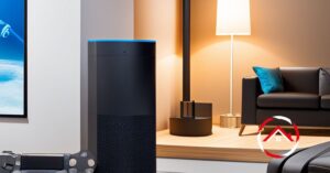 Alexa device in a room with PS4 image
