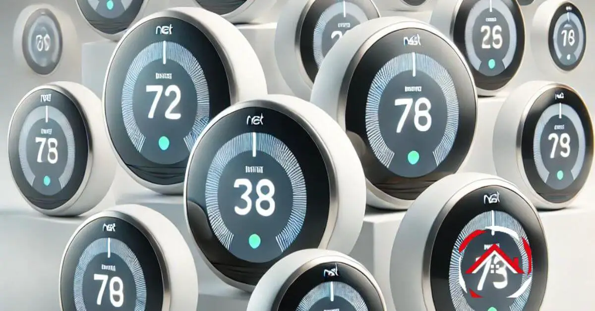 Multiple Nest Thermostats smart home devices arranged