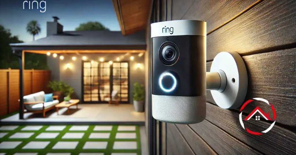 Ring Spotlight Cam Pro as one of the Best Hd Home Security Cameras installed outdoors with dual spotlight.