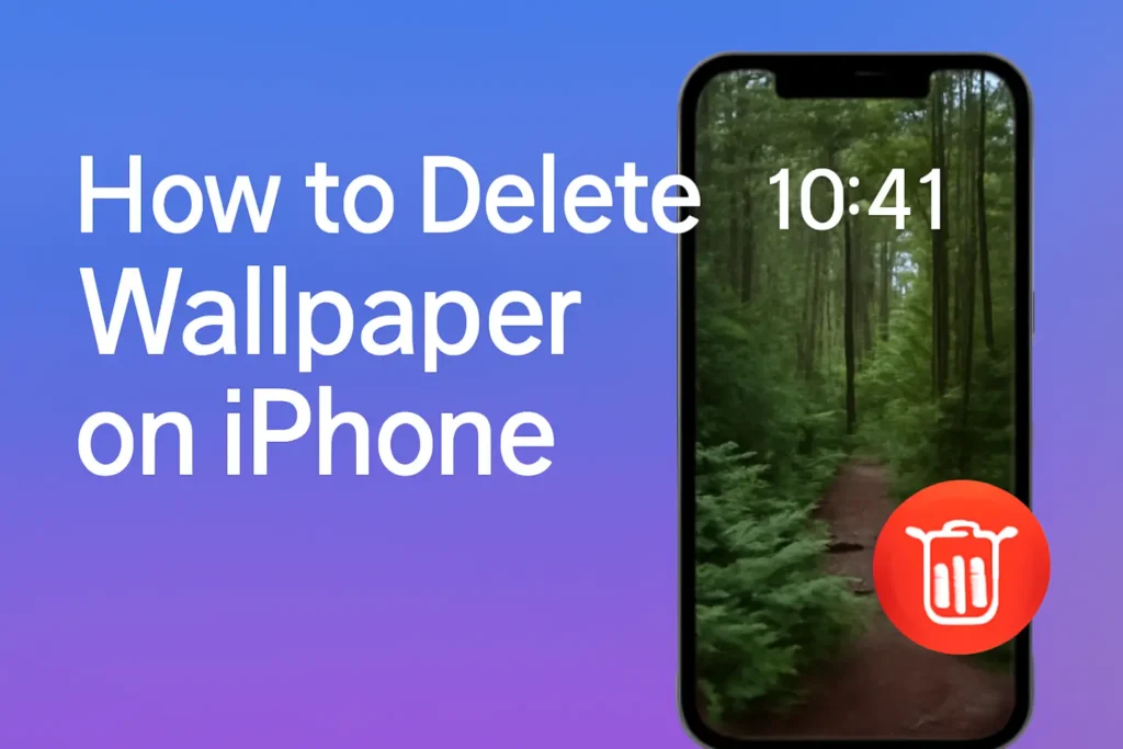 How to Delete Wallpaper on iPhone with a red trash can icon on the screen