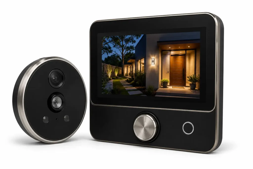 Lockly Vision smart lock peephole camera with HD indoor monitor display