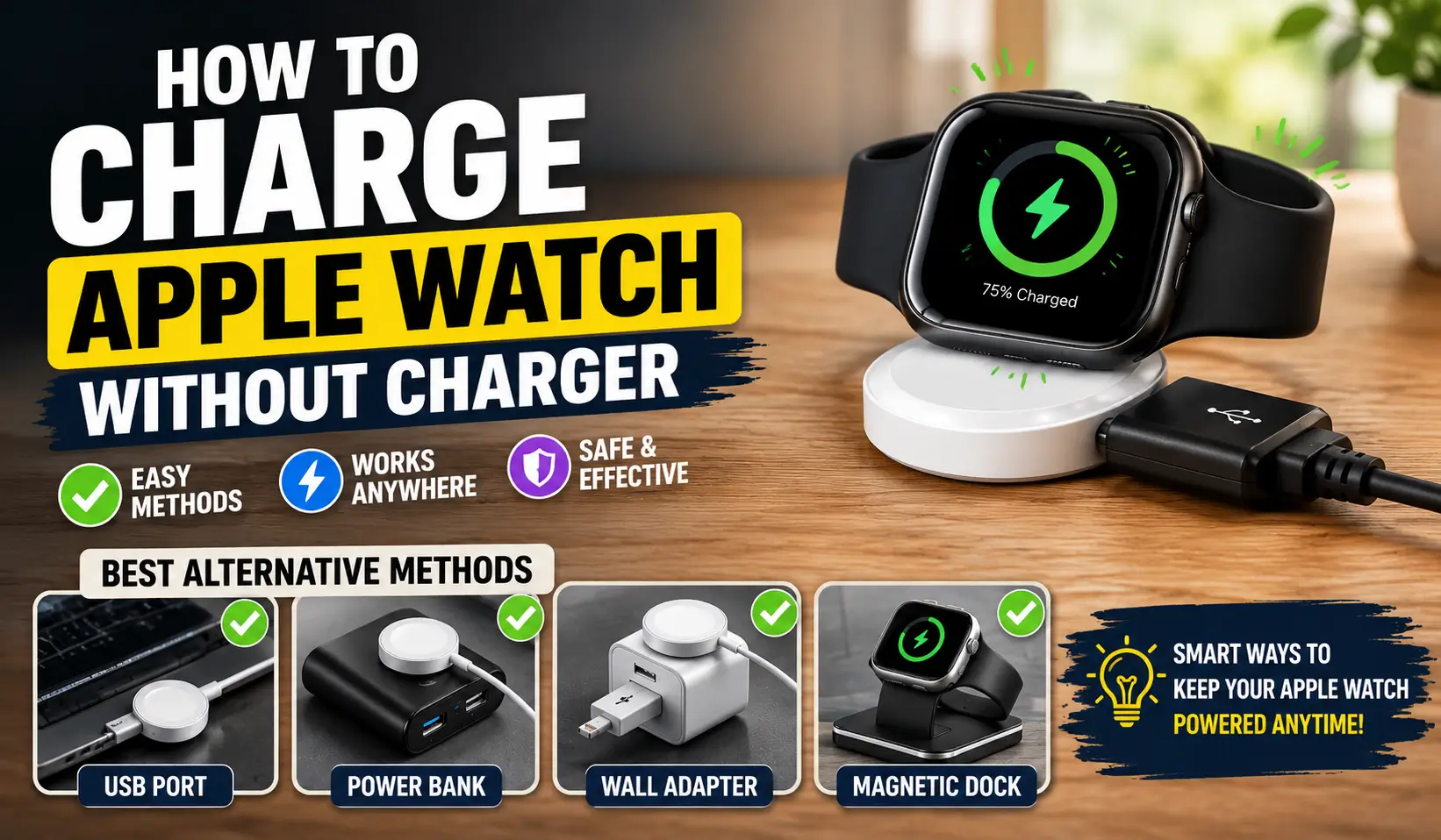 How to charge Apple Watch without charger using alternative charging methods