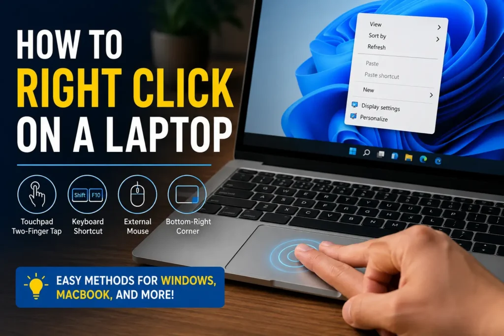 How to right click on a laptop touchpad using two-finger tap on Windows laptop