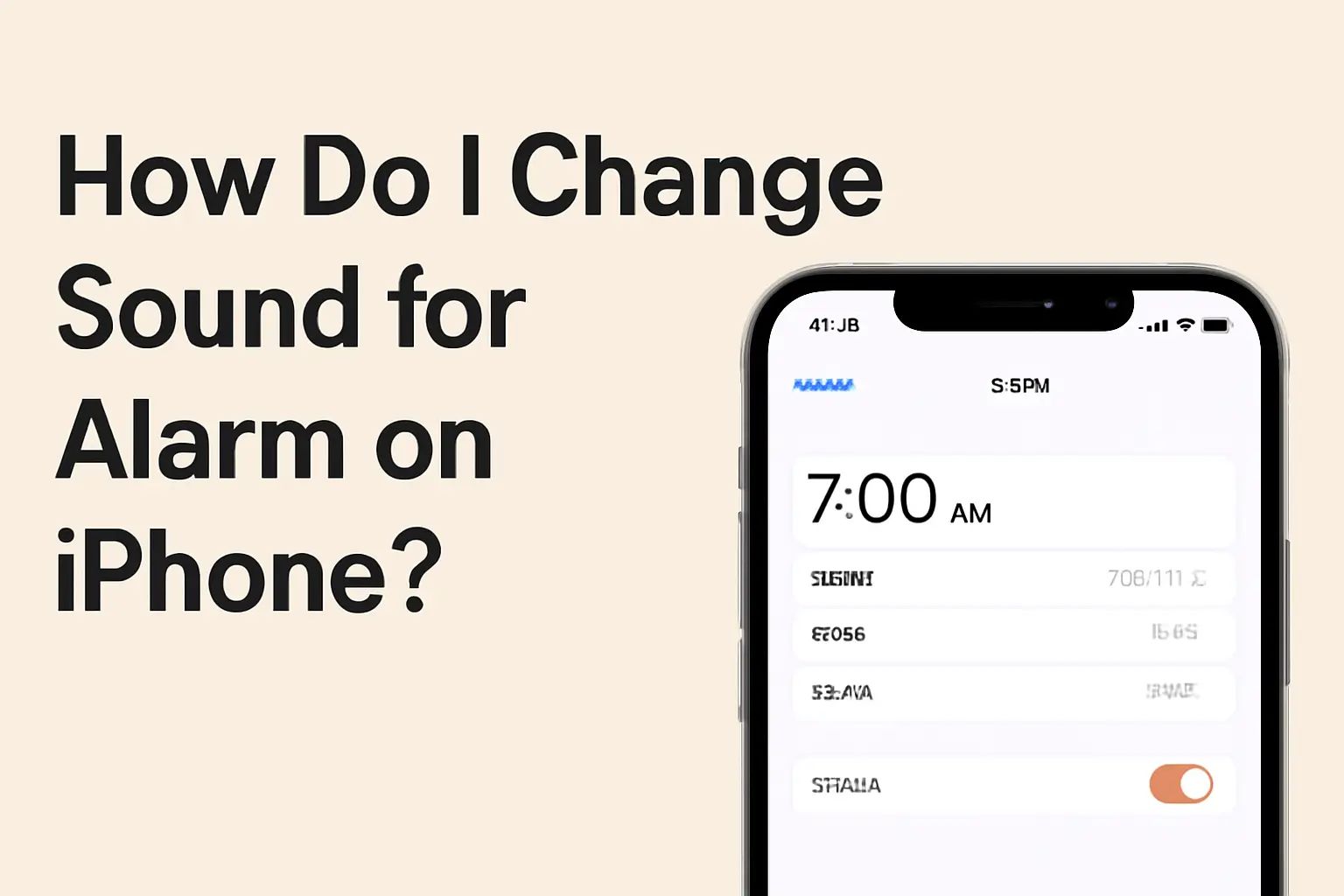 How Do I Change Sound for Alarm on iPhone tutorial with alarm settings displayed on iPhone screen.