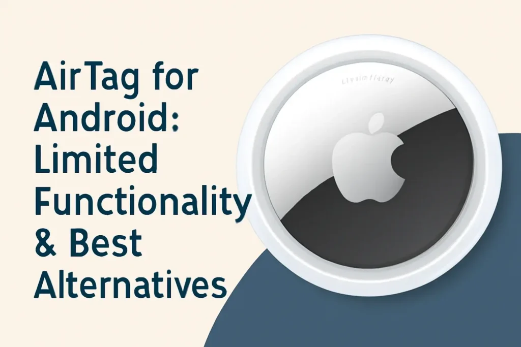 AirTag for Android: Limited functionality with Android devices and best alternatives like Tile and Samsung SmartTag shown alongside an AirTag.