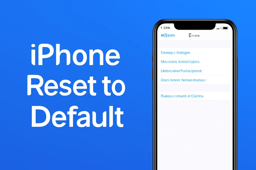 iPhone Reset to Default settings with a close-up view of the reset options on the screen.