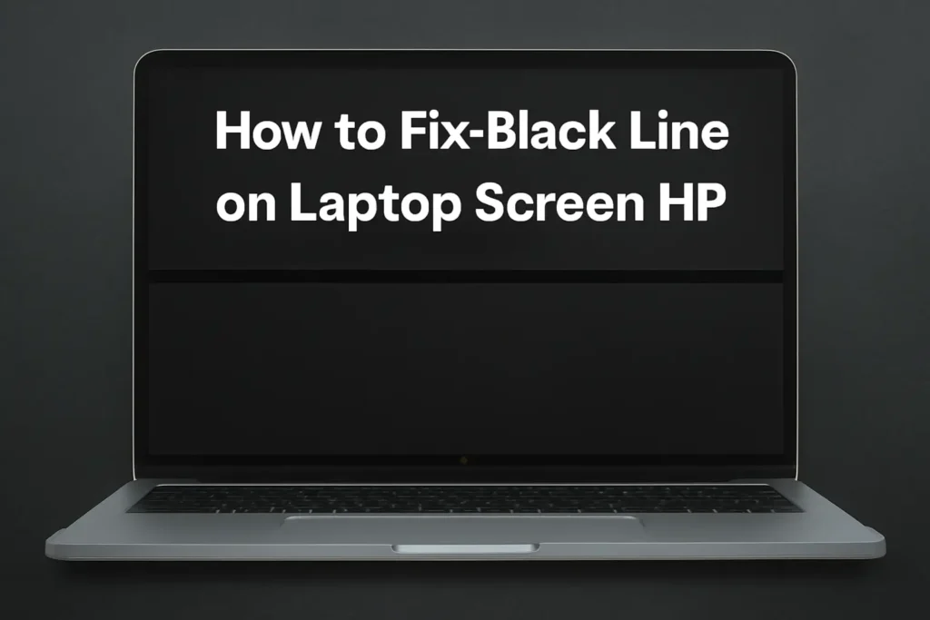 Black Line on Laptop Screen HP displayed on modern laptop with clear screen distortion visible.