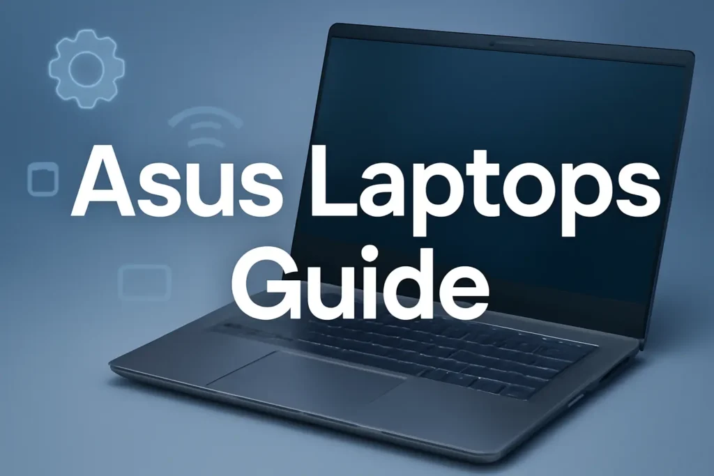 Featured image for Asus Laptops Guide showing a modern laptop with expert tips and tech icons