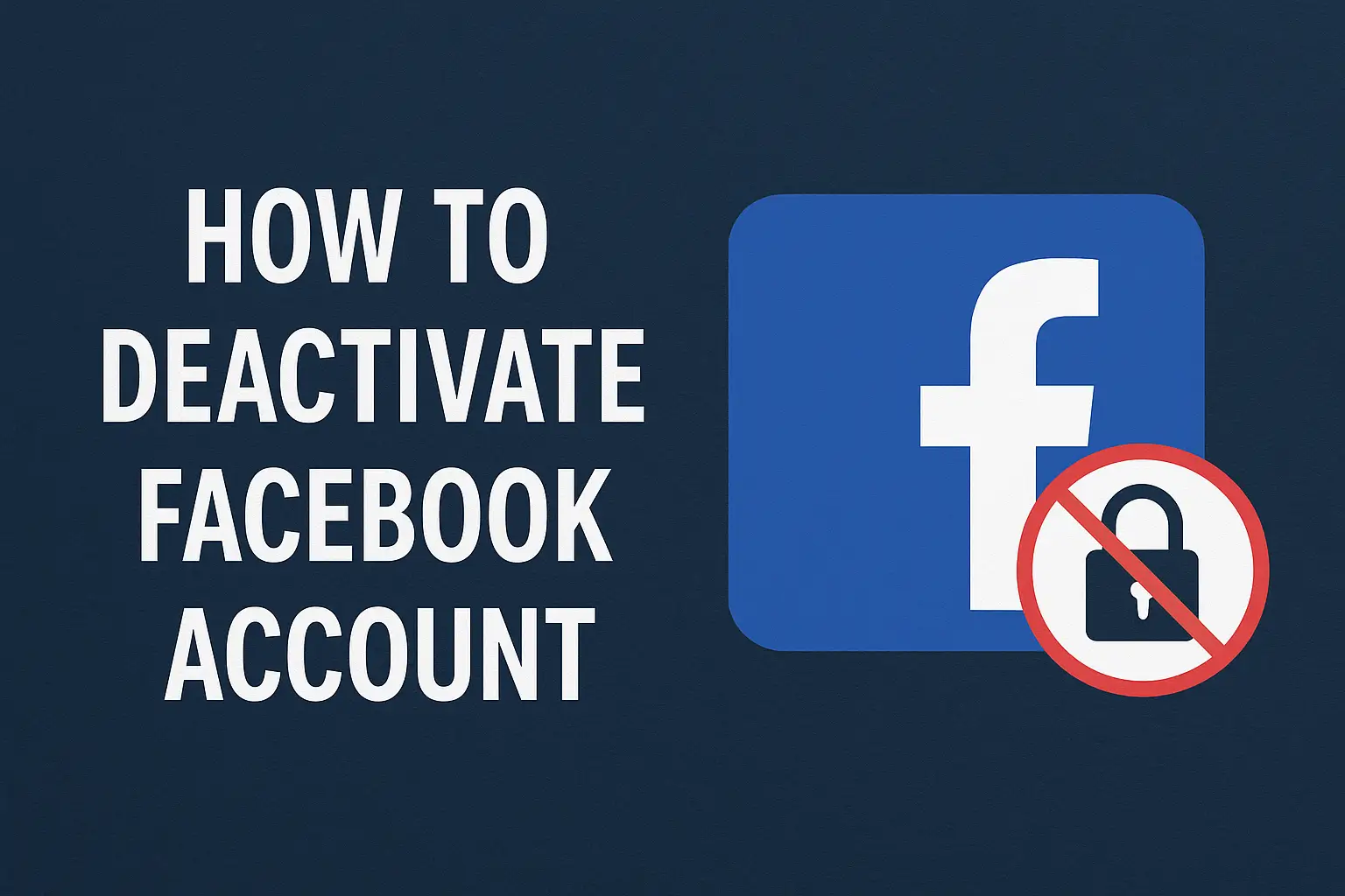 How to deactivate facebook account step-by-step guide showing Facebook logo with deactivation icon