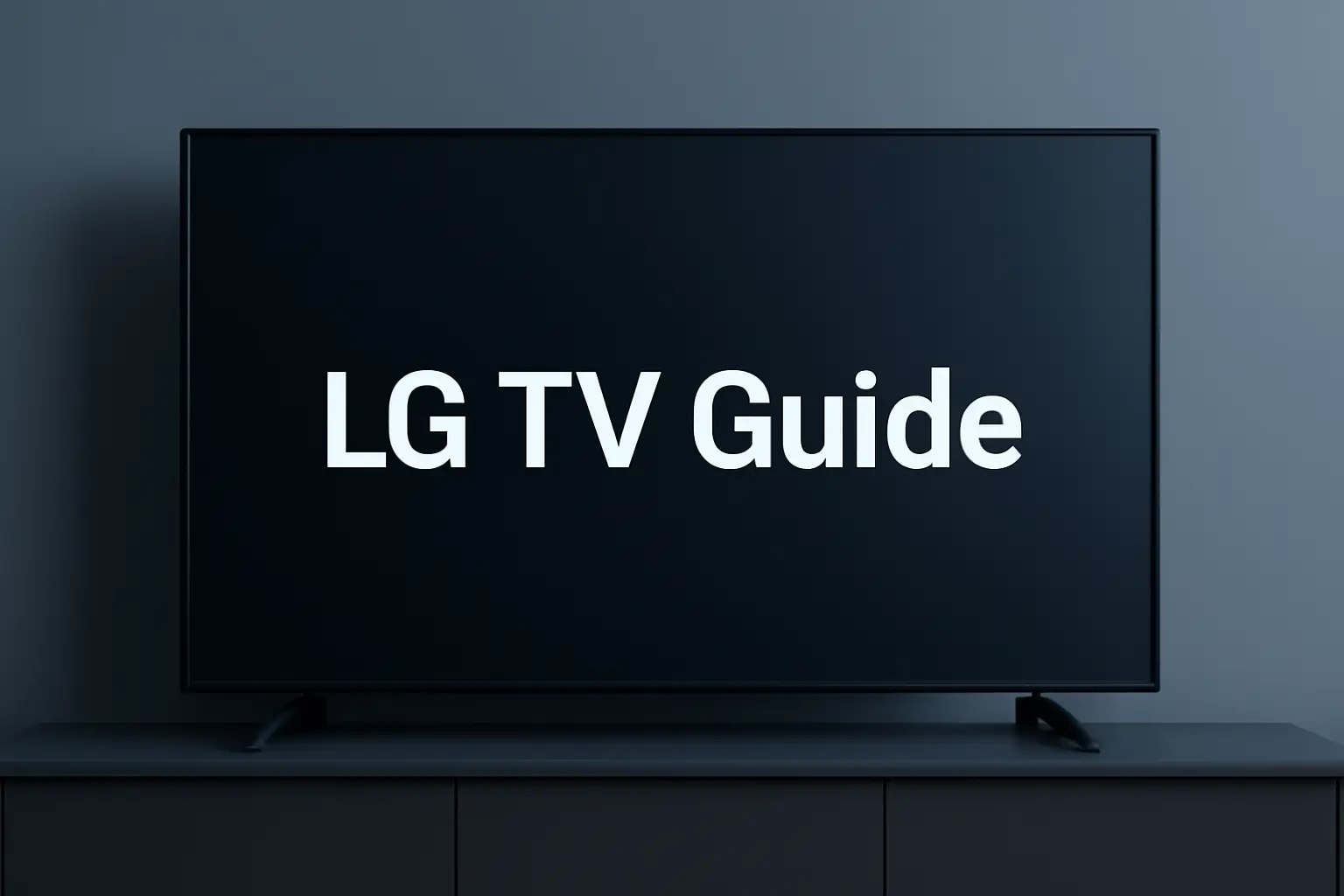 image showing a modern LG Smart TV with the text ‘LG TV Guide’ displayed at the center on a clean, minimal screen