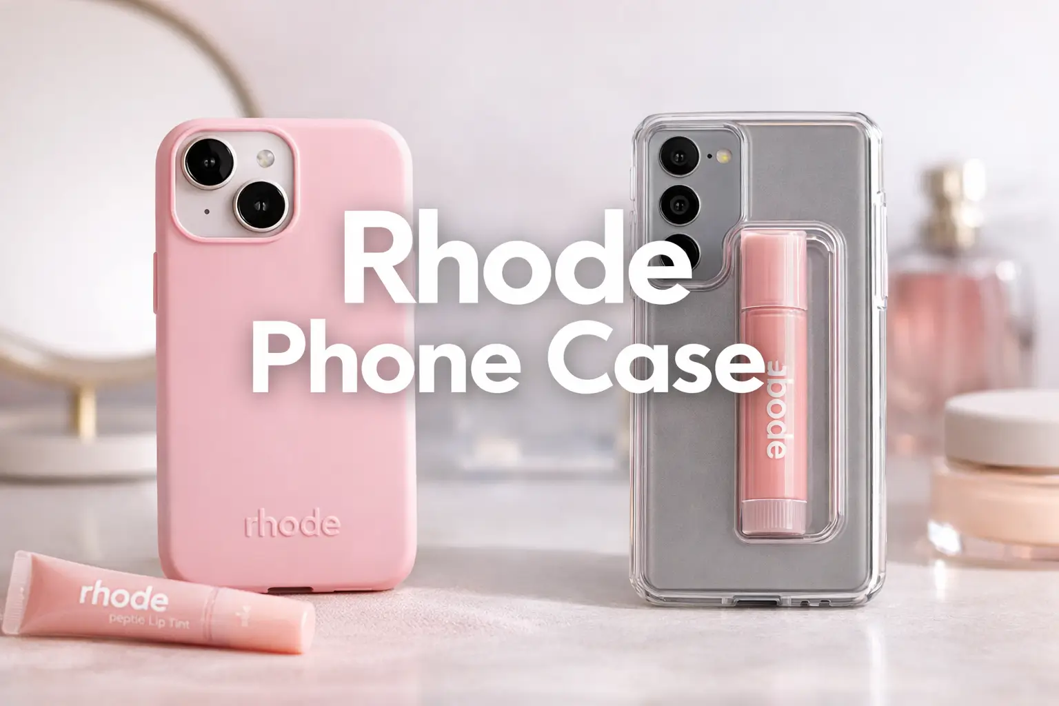Rhode phone case for iPhone 15 in pink, offering style and protection.