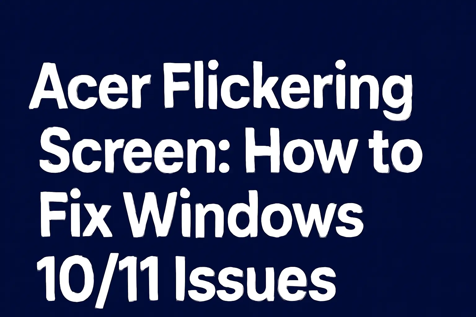 Image showing acer flickering screen with Windows 10 and 11 solutions for fixing the issue.