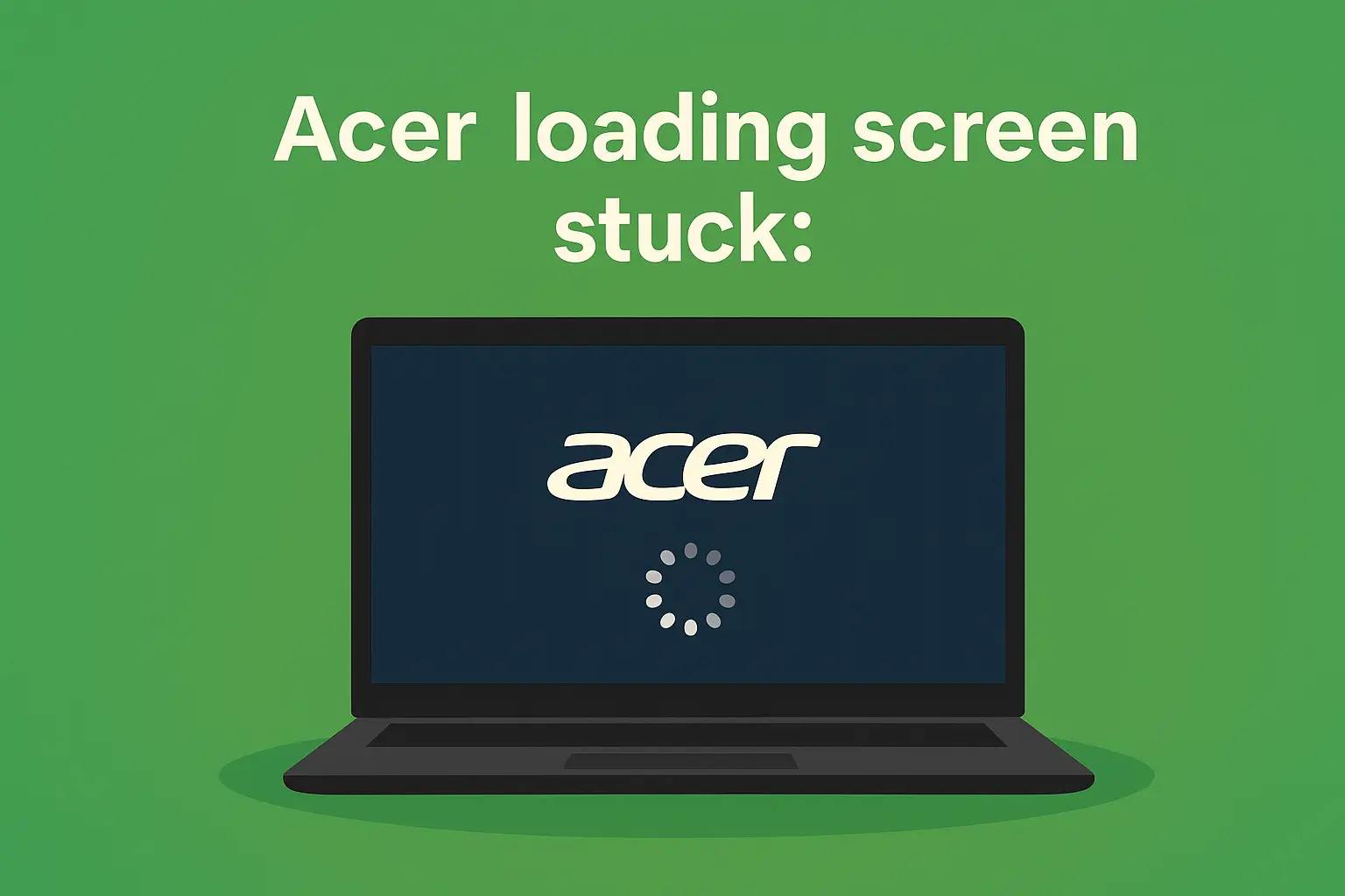 Acer laptop loading screen stuck on Acer logo with BIOS menu showing boot order and troubleshooting options