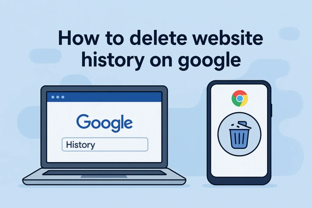 how to delete website history on google displayed on a horizontal featured image with Chrome and Android devices
