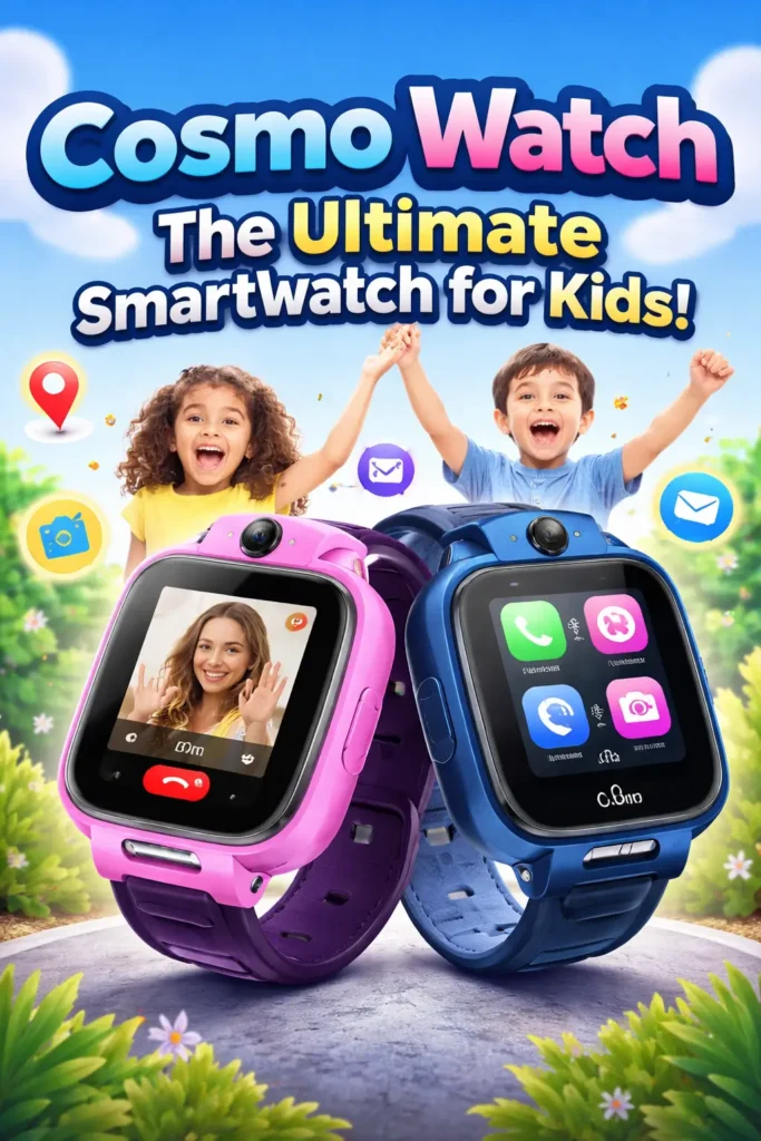 Cosmo Watch kids smartwatch in pink and blue with video call and icons