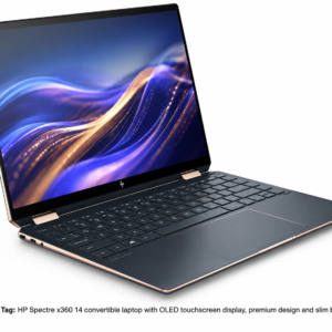 HP Spectre x360 14 convertible laptop with OLED touchscreen display, premium design and slim build