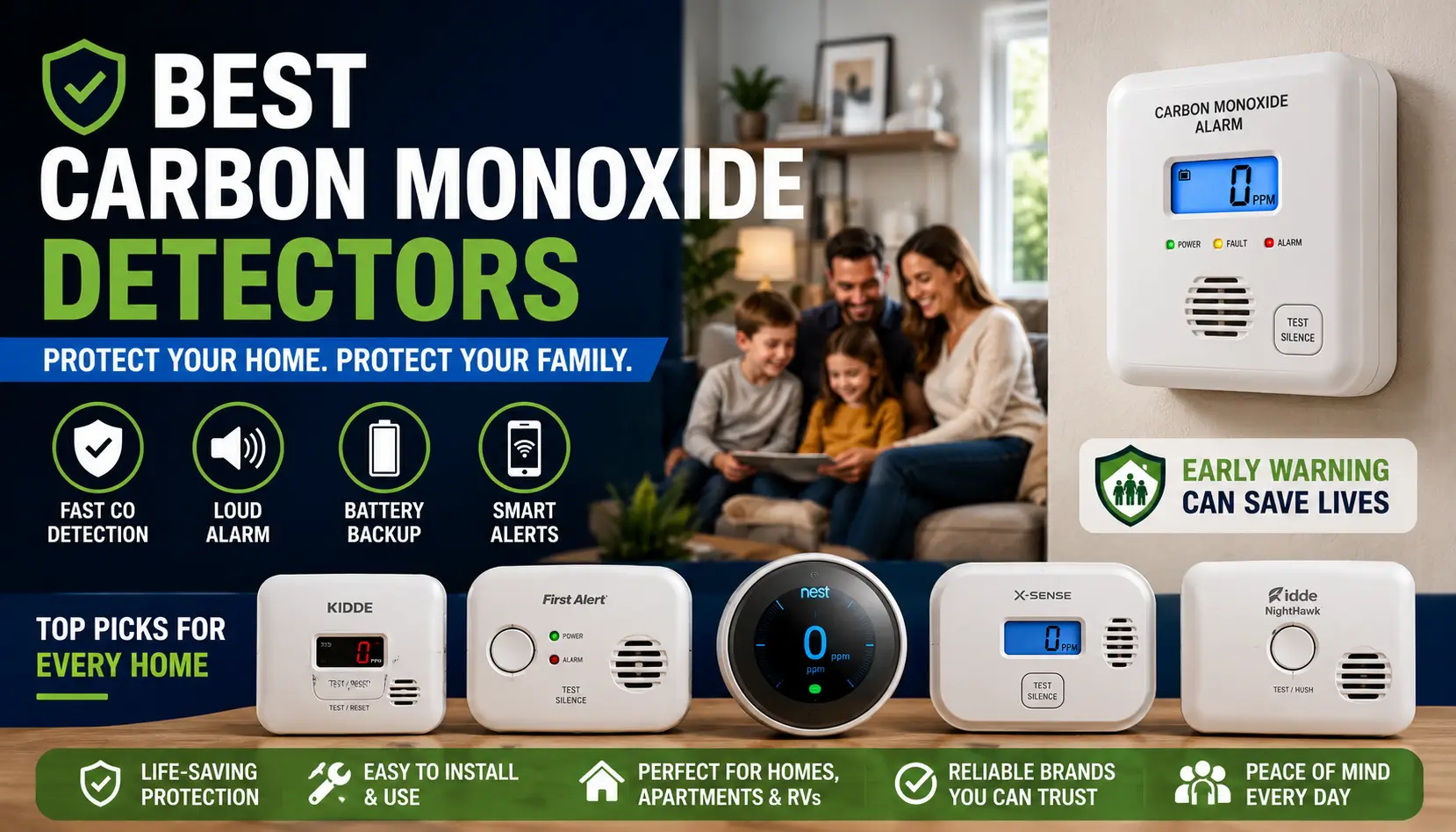 best carbon monoxide detectors installed in a modern home for family safety and gas leak protection