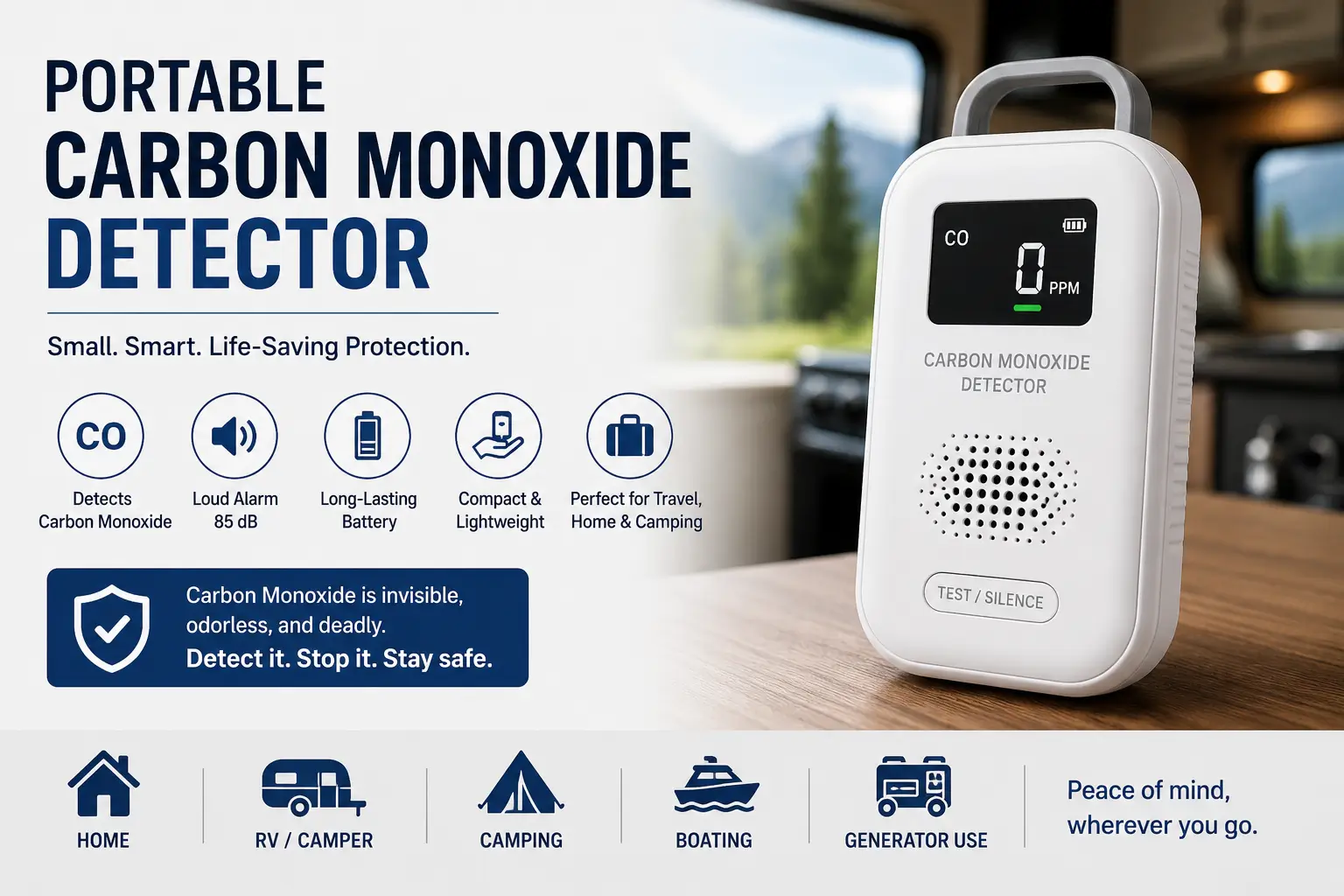 Best portable carbon monoxide detector devices for hotels cars travel and emergency safety protection